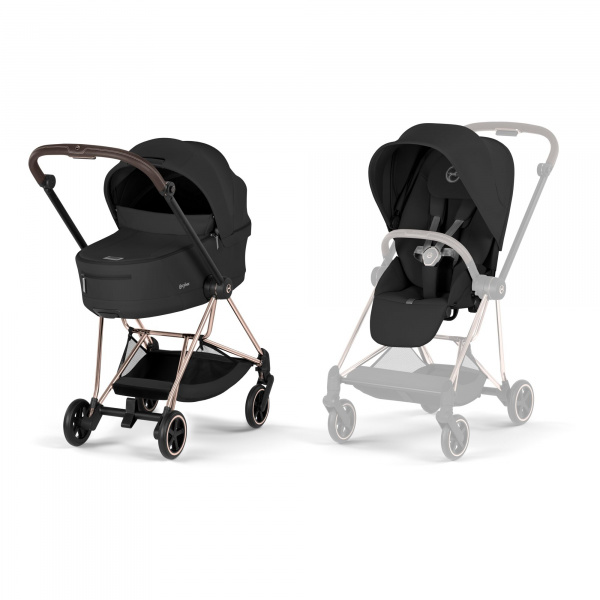 Poussette duo compacte mios 4 avec nacelle pliable châssis rosegold sepia black Cybex