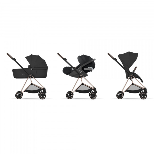 Poussette duo compacte mios 4 avec nacelle pliable châssis rosegold sepia black Cybex