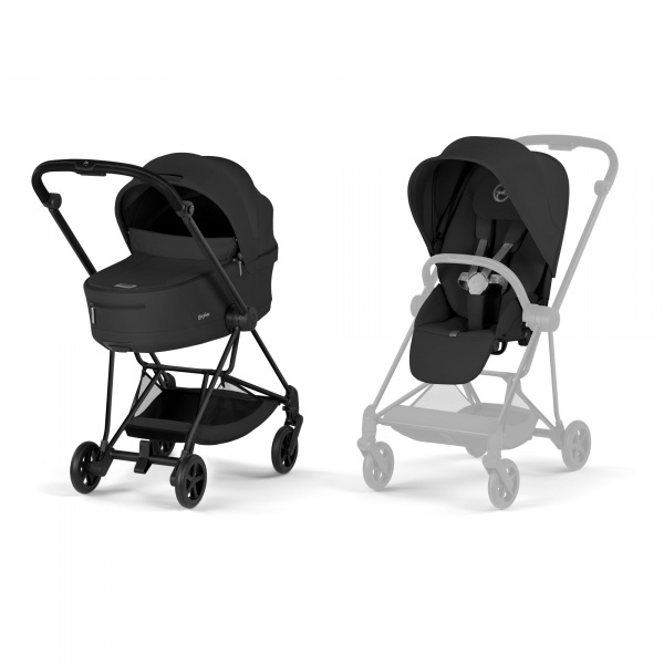 Poussette duo compacte mios 4 avec nacelle pliable châssis matt black sepia black Cybex