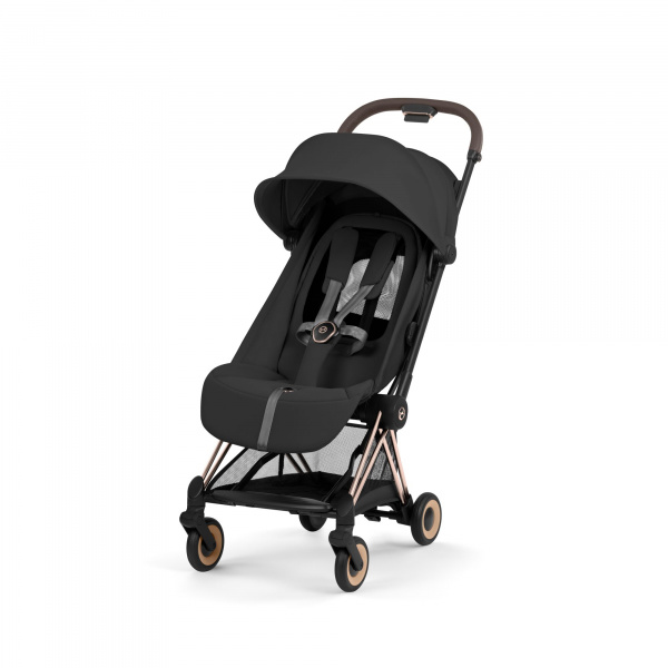 Poussette duo compacte coya 2 avec nacelle pliable châssis rosegold sepia black Cybex