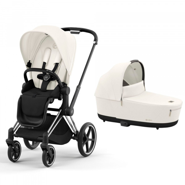 Poussette duo priam 4 sepia black châssis chrome black + nacelle luxe Cybex