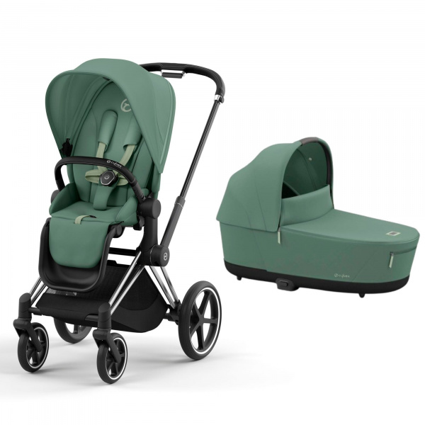 Poussette duo priam 4 sepia black châssis chrome black + nacelle luxe Cybex