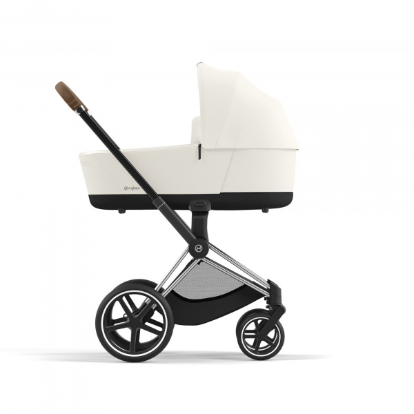 Poussette duo priam 4 off white châssis chrome brown + nacelle luxe Cybex