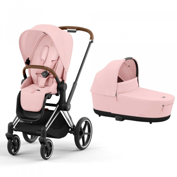 Poussette duo priam 4 sepia black châssis chrome brown + nacelle luxe Cybex