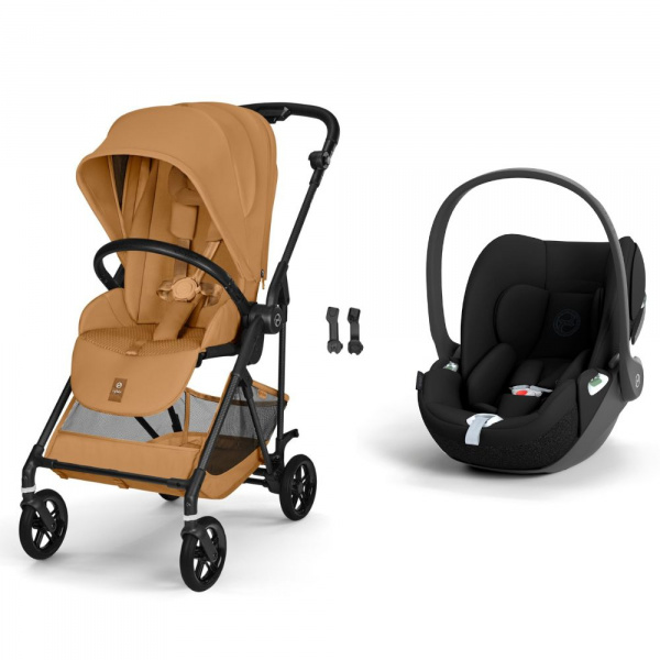 Poussette duo melio carbon 6 cinnamon yellow avec siège auto cloud t i-size Cybex