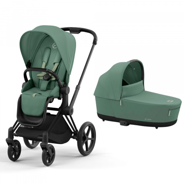 Poussette duo priam 4 leaf green châssis matt black + nacelle luxe Cybex