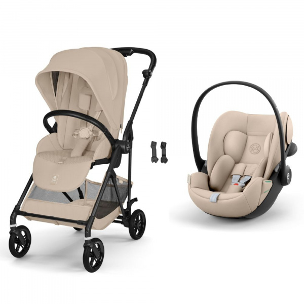 Poussette duo melio carbon 6 almond beige avec siège auto cloud g3 i-size Cybex