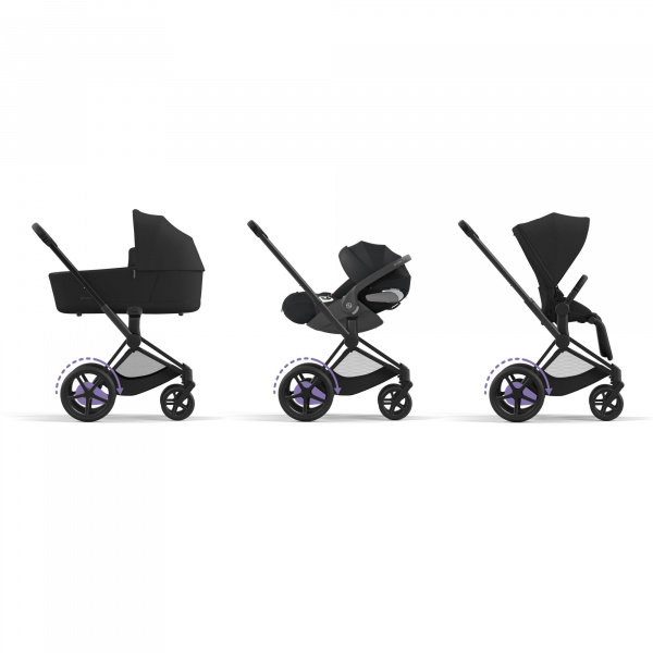 Poussette duo e-priam 2 peach pink châssis matt black + cloud g i-size Cybex