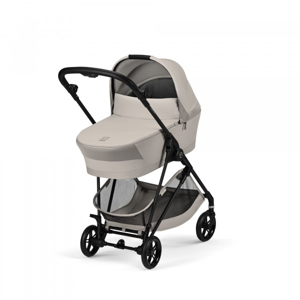 Poussette duo melio carbon 6 dune grey avec nacelle melio cot Cybex