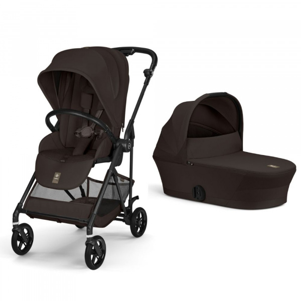 Poussette duo melio carbon 6 chocolate brown avec nacelle melio cot Cybex