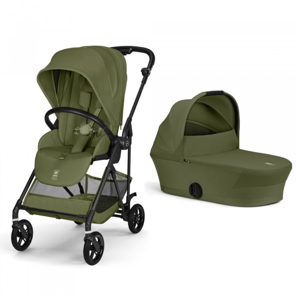 Poussette duo melio carbon 6 moss green avec nacelle melio cot Cybex