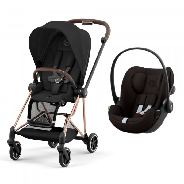 Poussette duo mios 3 sepia black châssis rose gold + cloud g i-size Cybex