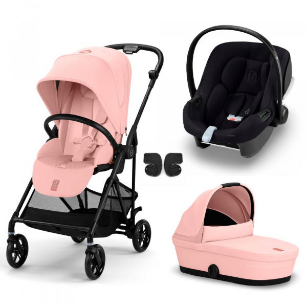 Poussette trio melio carbon stormy blue + aton b2 i-size + nacelle Cybex
