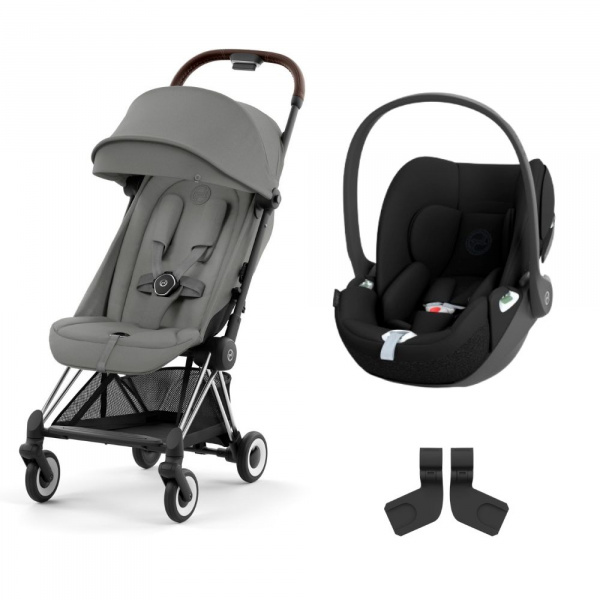 Poussette duo coya mirage grey châssis chrome brown + cloud t i-size Cybex