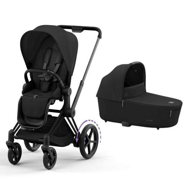 Poussette duo e-priam 2 sepia black châssis matt black + nacelle luxe Cybex