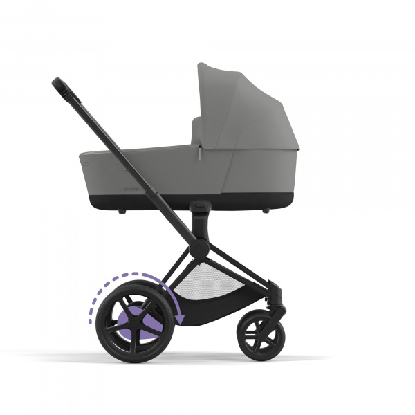 Poussette duo e-priam 2 mirage grey châssis matt black + nacelle luxe Cybex