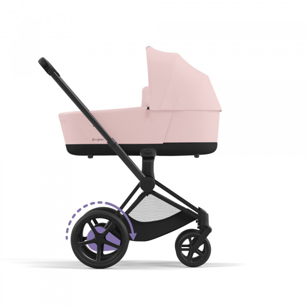 Poussette duo e-priam 2 peach pink châssis matt black + nacelle luxe Cybex