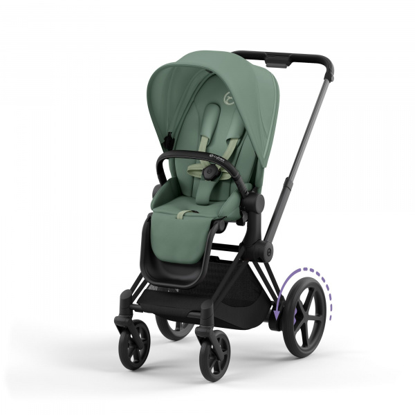 Poussette duo e-priam 2 leaf green châssis matt black + nacelle luxe Cybex