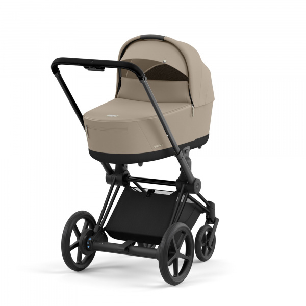 Poussette duo e-priam 2 cozy beige châssis matt black + nacelle luxe Cybex
