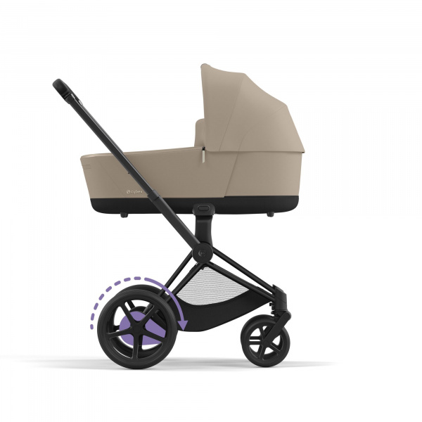Poussette duo e-priam 2 cozy beige châssis matt black + nacelle luxe Cybex