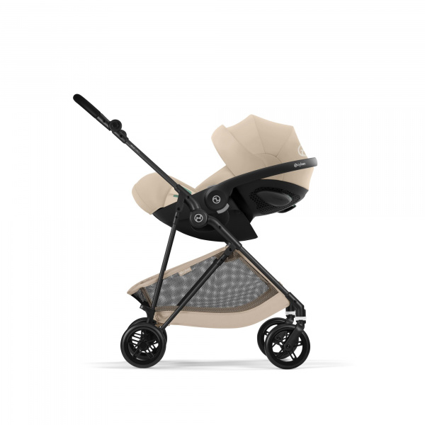 Poussette duo melio carbon 6 almond beige avec siège auto cloud g3 i-size tissu plus Cybex