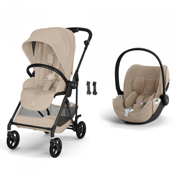 Poussette duo melio carbon 6 almond beige avec siège auto cloud t i-size tissu plus Cybex