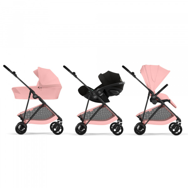 Poussette duo melio carbon 6 candy pink avec siège auto aton b2 i-size Cybex