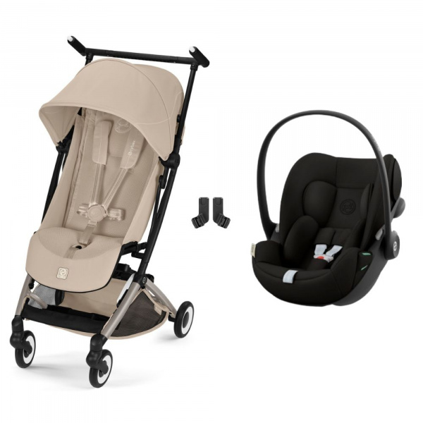 Poussette duo libelle 5 ultra compacte almond beige avec siège auto cloud g i-size Cybex