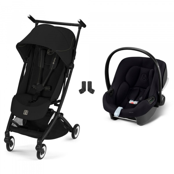 Poussette duo libelle 5 ultra compacte magic black avec siège auto aton b2 i-size Cybex