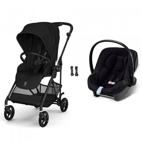 Poussette duo melio carbon 6 magic black avec siège auto aton b2 i-size Cybex