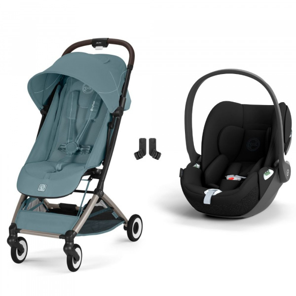 Poussette duo orfeo 3 compacte stormy blue avec siège auto cloud t i-size Cybex