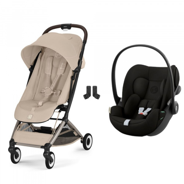 Poussette duo orfeo 3 compacte almond beige avec siège auto cloud g i-size Cybex
