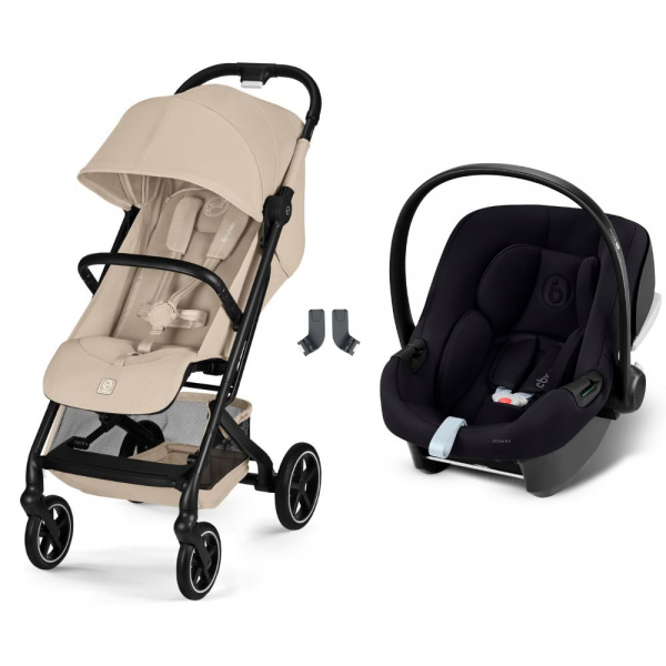 Poussette duo beezy 4 compacte almond beige avec siège auto aton b2 i-size Cybex