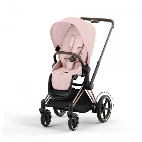 Poussette duo e-priam 2 peach pink châssis rose gold + cloud t i-size Cybex