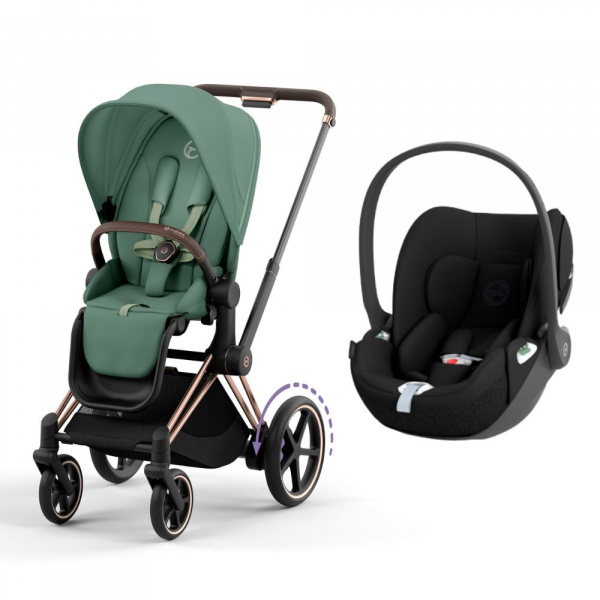 Poussette duo e-priam 2 leaf green châssis rose gold + cloud t i-size Cybex
