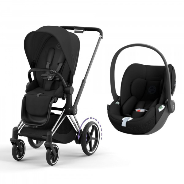 Poussette duo e-priam 2 sepia black châssis chrome black + cloud t i-size Cybex