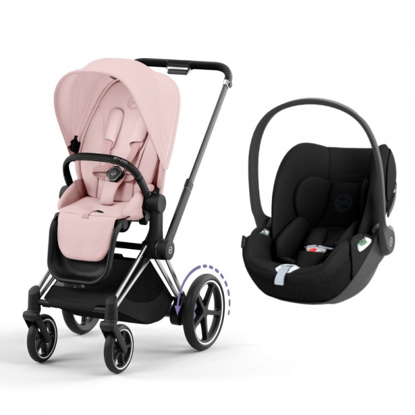 Poussette duo e-priam 2 cozy beige châssis chrome black + cloud t i-size Cybex