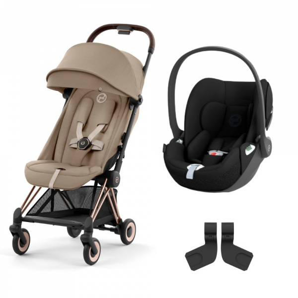 Poussette duo coya cozy beige châssis rosegold + cloud t i-size Cybex