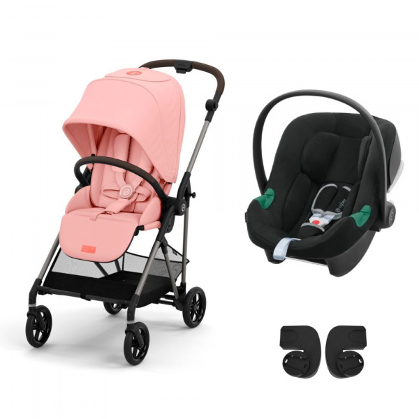Poussette duo melio 4 fog grey + siège auto aton b2 i-size Cybex