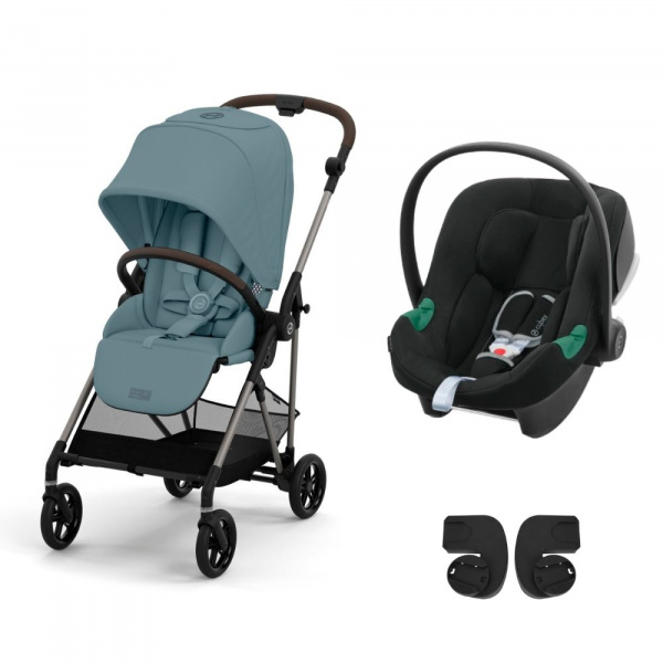 Poussette duo melio 4 fog grey + siège auto aton b2 i-size Cybex