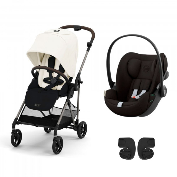 Poussette duo melio 4 canvas white + siège auto cloud g i-size Cybex