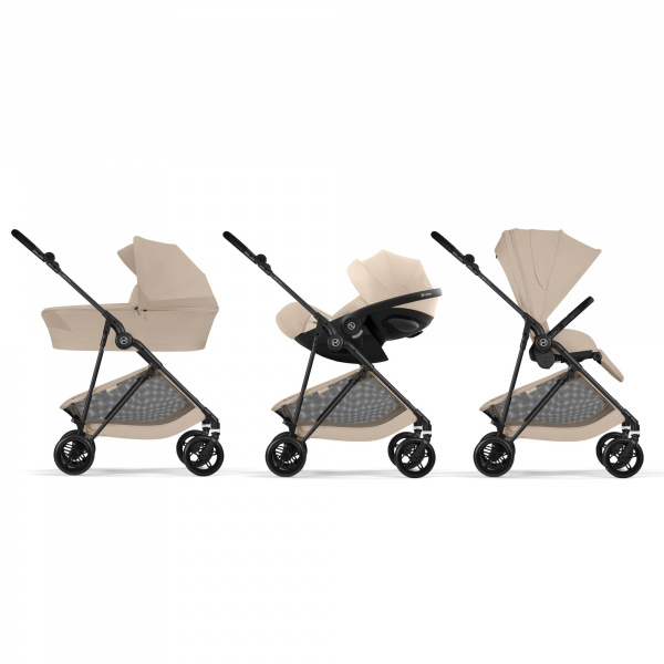 Poussette duo melio carbon 6 almond beige avec siège auto aton b2 i-size Cybex