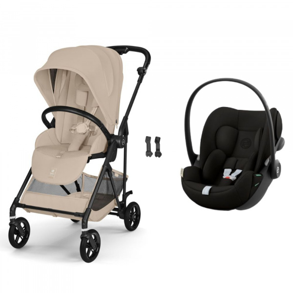 Poussette duo melio carbon 6 almond beige avec siège auto cloud g i-size Cybex