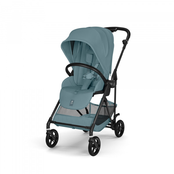 Poussette duo melio carbon 6 stormy blue avec siège auto aton b2 i-size Cybex