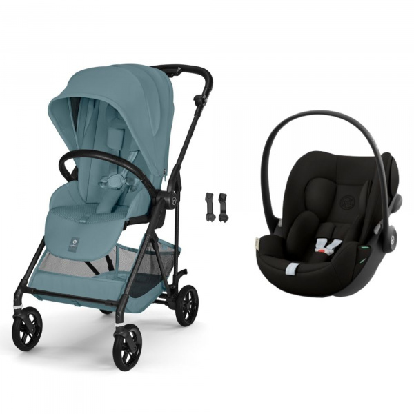 Poussette duo melio carbon 6 stormy blue avec siège auto cloud g i-size Cybex