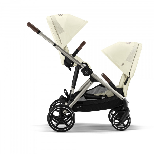 Poussette double e-gazelle s seashell beige châssis taupe Cybex