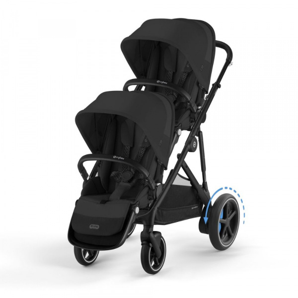 Poussette double e-gazelle s moon black châssis noir Cybex