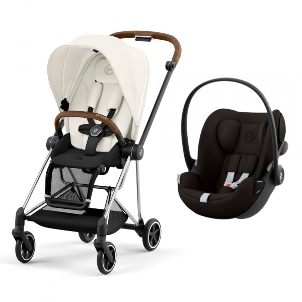 Poussette duo mios 3 off white châssis chrome brown + cloud g i-size Cybex