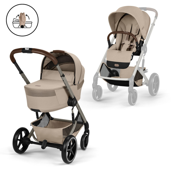 Poussette duo tout terrain balios s lux 4 avec nacelle pliable almond beige Cybex