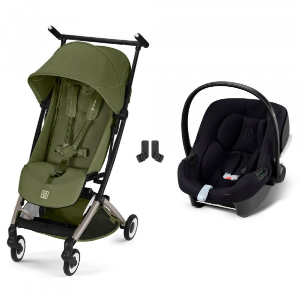 Poussette duo libelle 5 ultra compacte moss green avec siège auto aton b2 i-size Cybex
